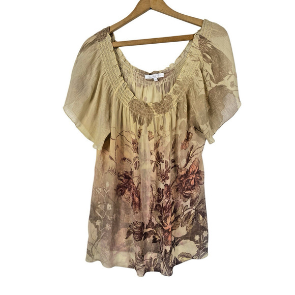 Charlotte Russe Y2K Top Peasant Smocking Sheer Fairycore Whimsigoth Size Large - Picture 3 of 15